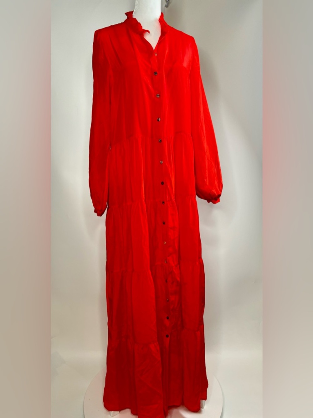 🧡NWOT BIRD & KNOLL JAMES TIERED MAXI DRESS IN COTTON-SILK BLEND SIZE M - Picture 9 of 16